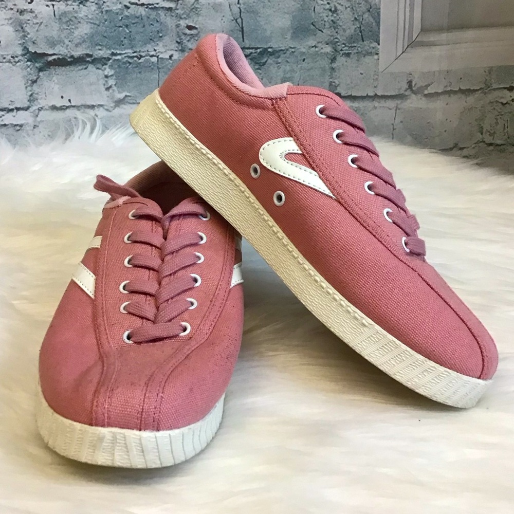 Tretorn Pink Canvas Sneakers with White Accent